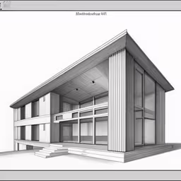 a house drawn in pencil and filled with room,a house with two levels and multiple windows
