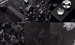 four photographs showing a couple of flowers on a table