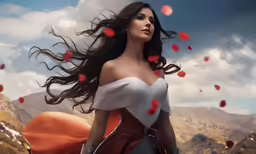 the woman with long hair is in a picture