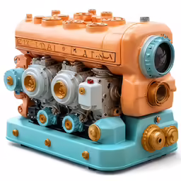 an engine made out of plastic on display