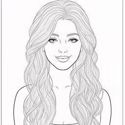 a drawing of the outline of a female face with long hair and brown eyes