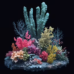 an underwater coral set sits on top of an aquarium