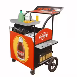 a coke machine is stocked with drinks and a tray