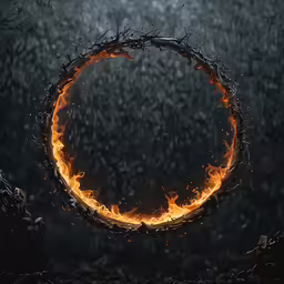 an orange ring of fire on dark background