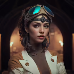 this is a very young female character, with goggles on