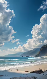 a view of a beach that has some waves