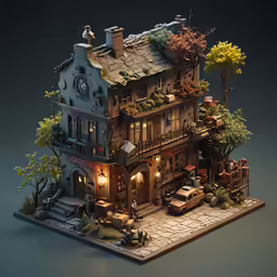 the house is made out of paper and has an outdoor deck