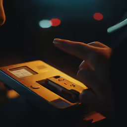 someone using a digital device in the dark