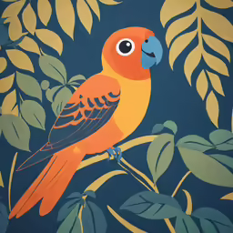 an image of an orange parrot on a branch