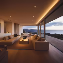 the room has a view out to the ocean