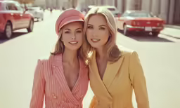 two woman in yellow are standing next to each other