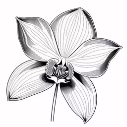 an ink drawing of a flower on a white background