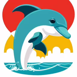 a dolphin jumping out of the water at sunset,the dolphin jumping out of the water on a sunset day