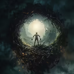 the man is standing in a dark place