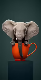an elephant that is sitting inside of a coffee mug