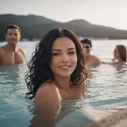a group of people in a swimming pool