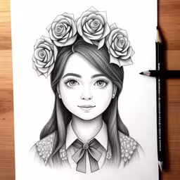 pencil art drawings how to draw realistic portraits,drawing of a girl with roses in her head