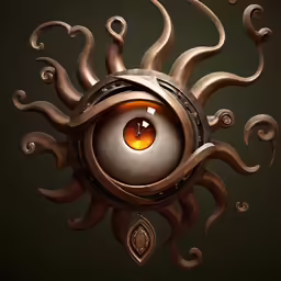 a sun that has eyes and is surrounded by other things