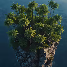a picture of an island covered in trees