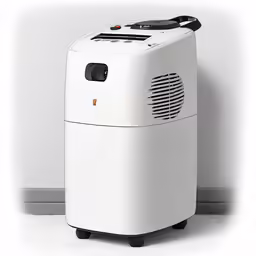an air cooler sitting on top of a white floor