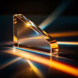 an abstract photograph shows shiny glass blocks and the shape of the triangle