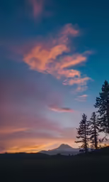 a sunset with the sky colored red and purple