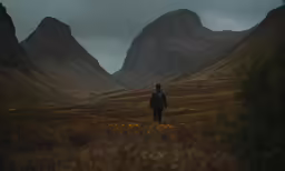 there is a man standing alone in a field