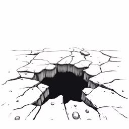 an illustration shows a hole that appears to be filled with water
