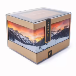 a packaging box that contains an image of a mountain range
