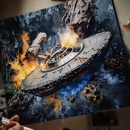 a star wars game is on display above a picture