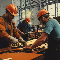 workers are working on a project in a factory