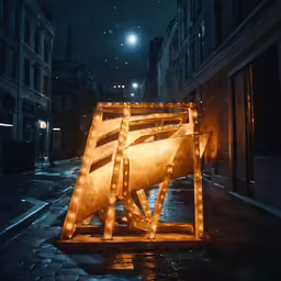 a large wooden sculpture in the middle of the street