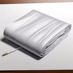 a pen rests on top of a white cloth
