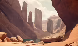 a beautiful scene is seen through the rocks