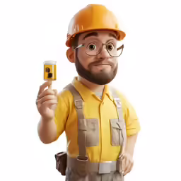 a worker is holding a camera and making funny faces