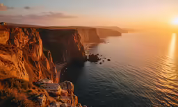 some cliffs are shown with some water near by