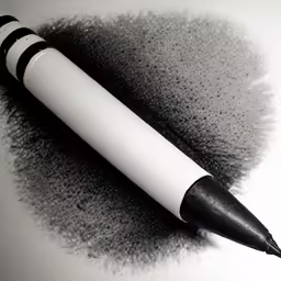 a black and white image of a pen laying on the ground