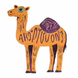 a hand drawn drawing of a camel that says ashduont