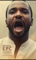 the poster features a black man in a beige shirt