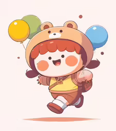 a cartoon picture that is holding some balloons