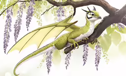 a green dragon perched on top of a branch
