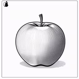 an apple drawn on the cover of an illustrated card,a drawing of an apple, with the letter h inside it