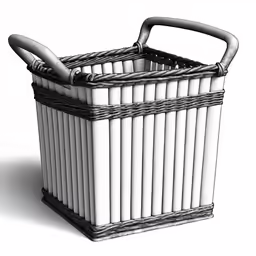 a wicker basket is shown with an open handle