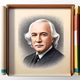 a painting of an older man with a moustache on his face
