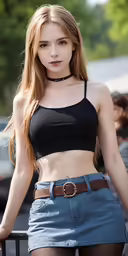 a woman in tight clothing posing for the camera