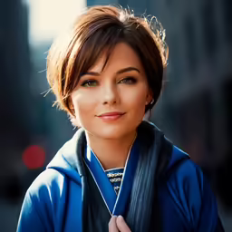 a woman that has a jacket on standing