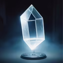a glass structure with a light on top