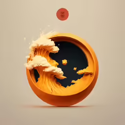 the orange ball has a big wave in it