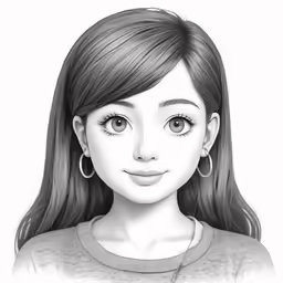 a young girl with big hoop earrings and bangs