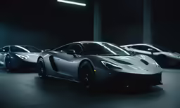 two different cars sit side by side in a garage